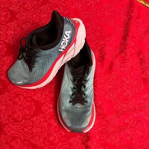 Hoka Clifton 8 Running Shoes Womens Size 10 2E Wide Teal Black Cushion Sneakers